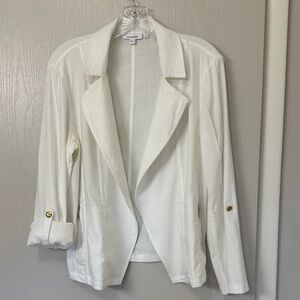 Chico's Cream Open-Front Blazer with Gold Button Accents